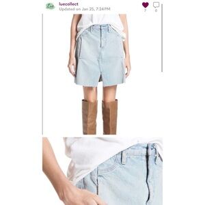 Simon Miller Distressed Light Wash Denim Skirt